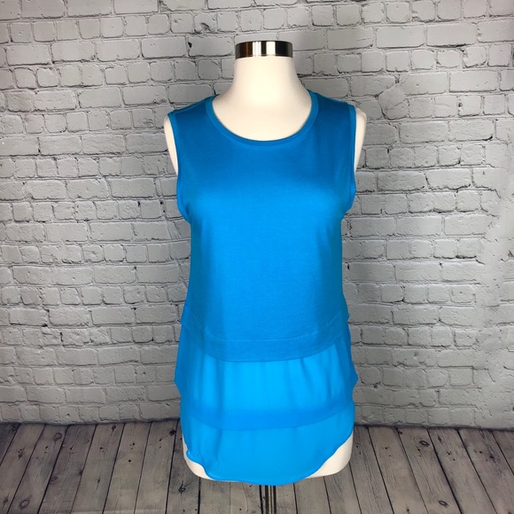 MICHAEL Michael Kors Tops - Michael Michael Kors Blue Tank Sheer Ruffled